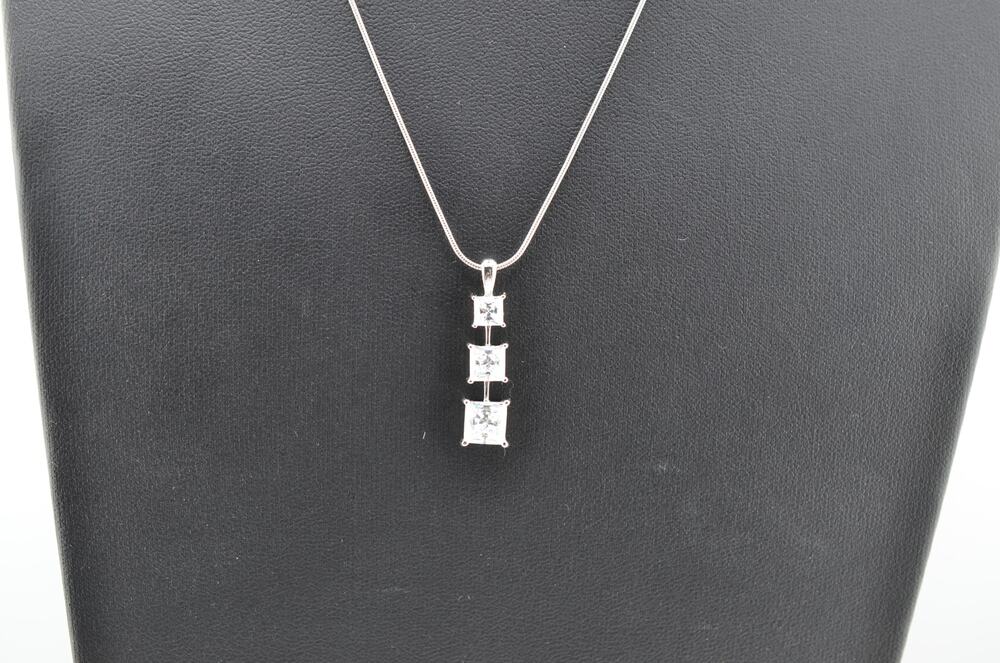 Silpada Sterling Silver Triple Solitaire CZ Pendant Necklace